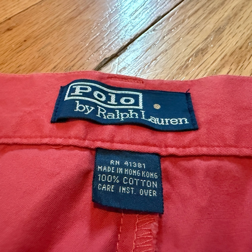 VTG Polo Ralph Lauren Philip Pants Men 34x30 Chino Relaxed Baggy Y2K Salmon Pink - Picture 5 of 14